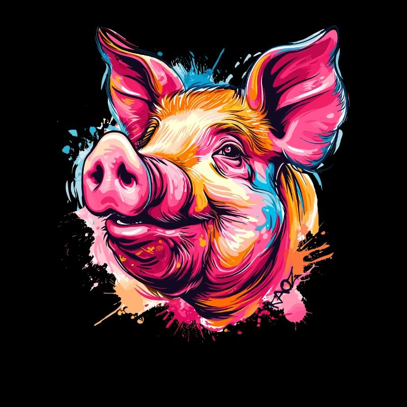 Colorful Paint Splash Pig