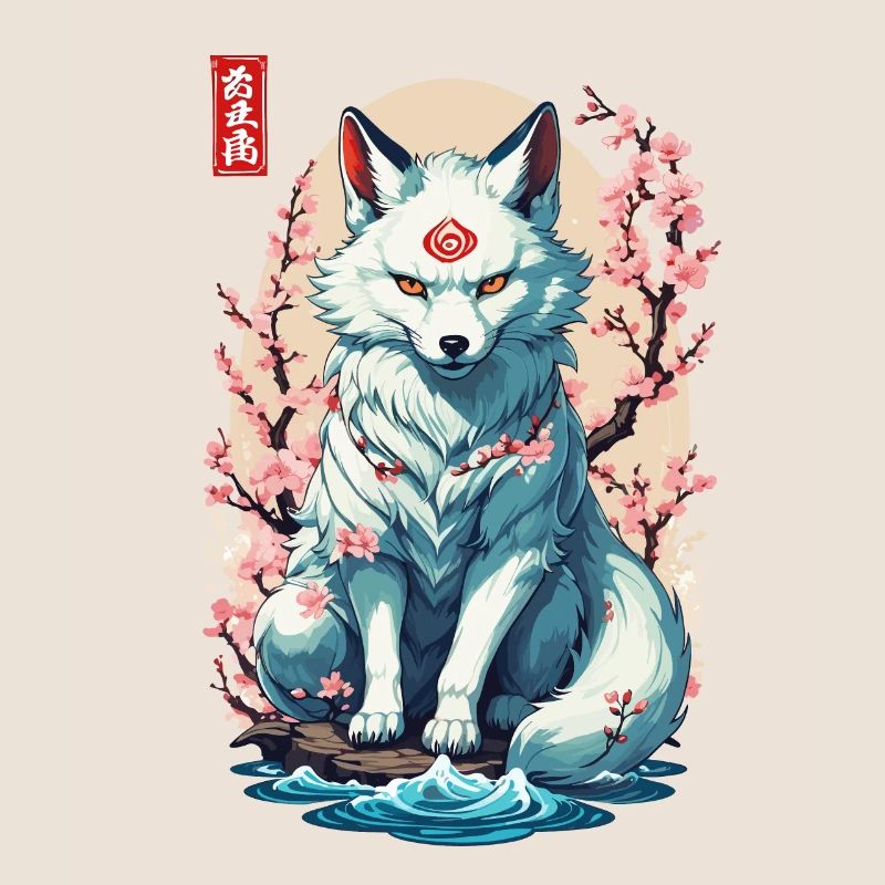 Conception esthétique du masque Kitsune et des fleurs de cerisier