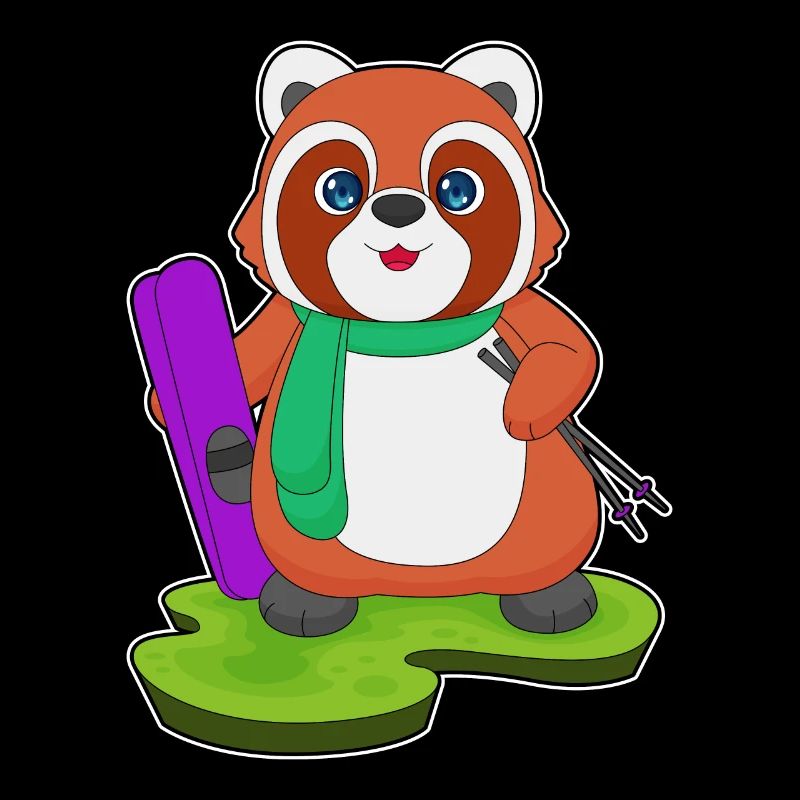 Red Panda Skier Ski