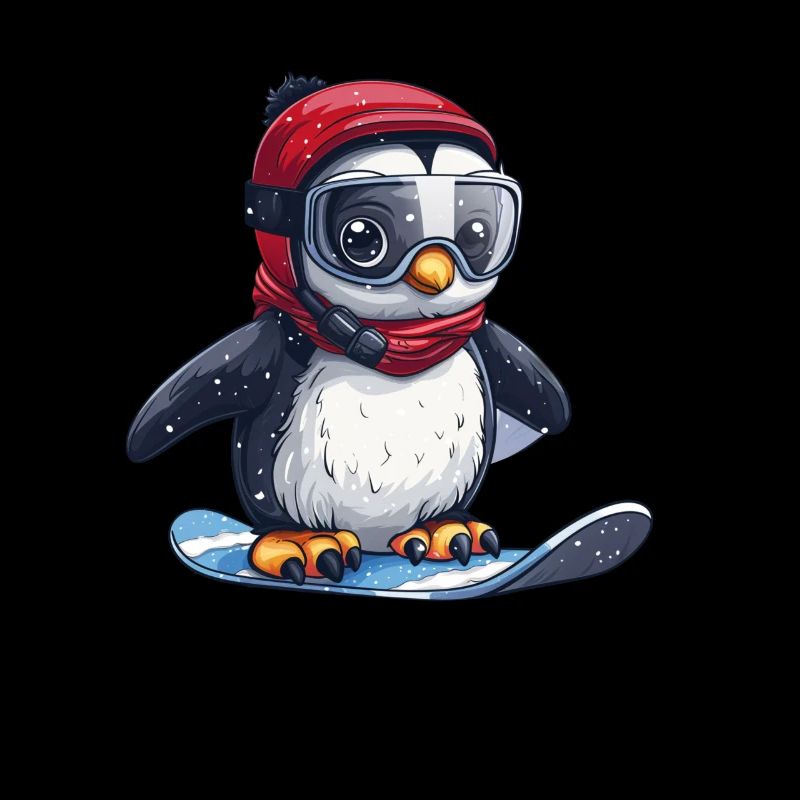 Penguin Snowboarder Kawaii Penguin Cute
