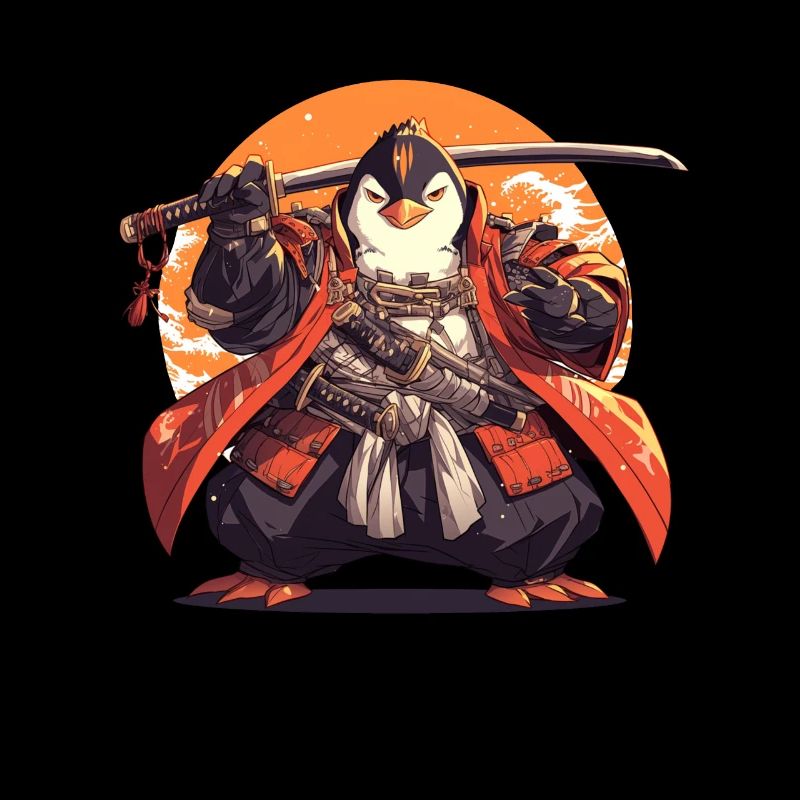 Penguin Samurai Japanese Penguin Cute