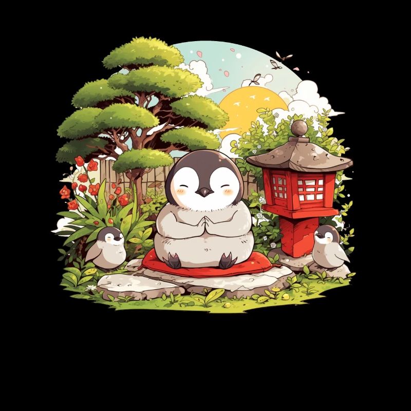 Pingouin Zen Pingouin japonais mignon