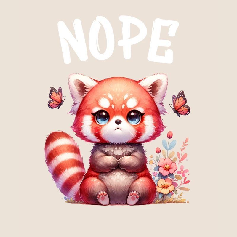 Red Panda Funny Saying Nope Fire Fox