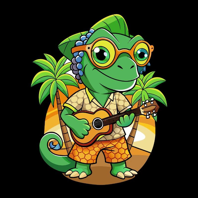 Lunettes de soleil de plage d’été de dessin animé caméléon drôle