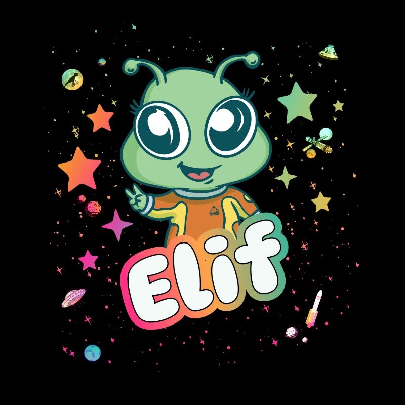 ELIF - Beau nom de fille avec extraterrestre mignon