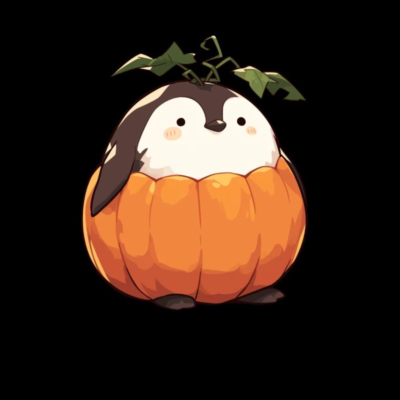 Pingouin, Citrouille, Halloween, Pingouin, Mignon