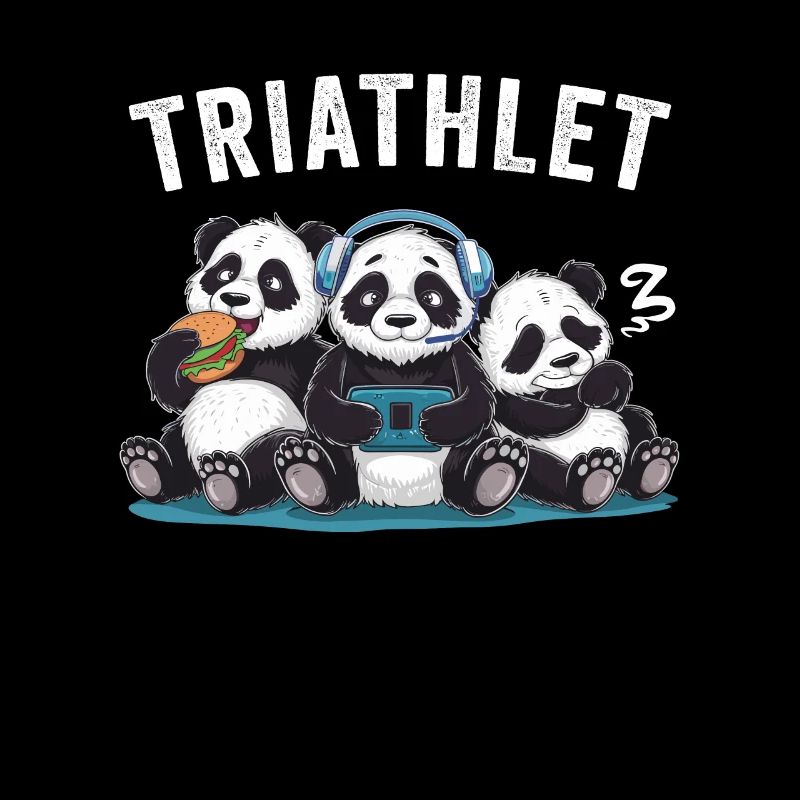 Triathlète Panda Casque Console Nerd Gaming Gamer