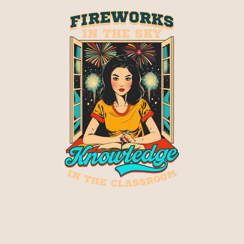 Patriotic Teacher Fireworks Sky Knowledge Classroo