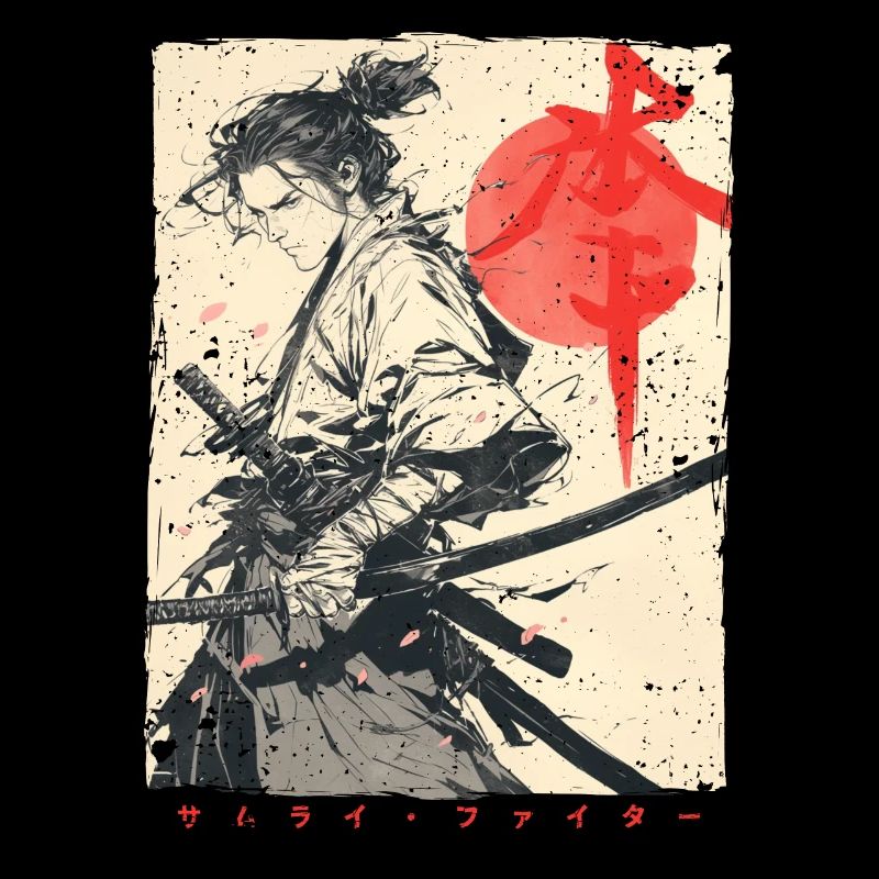 Samurai Kämpfer - Japanisches Ukiyo-e Kunstwerk