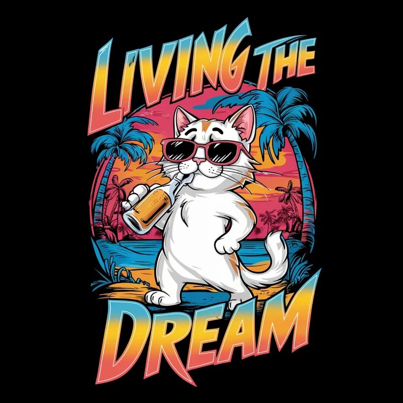 chat avec une biere à la plage - humour