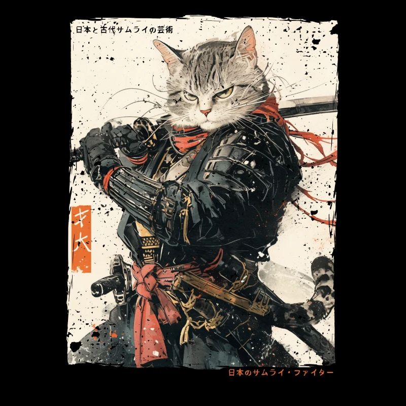 Samurai Cat Kawaii Japanische Ninja Katze