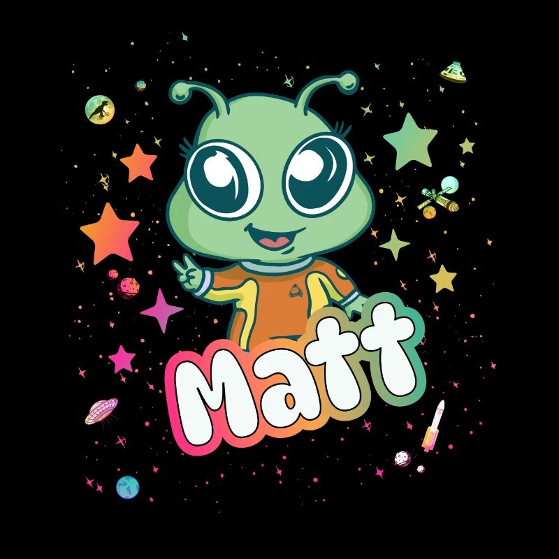 MATT - Beau nom de garçon avec un extraterrestre mignon