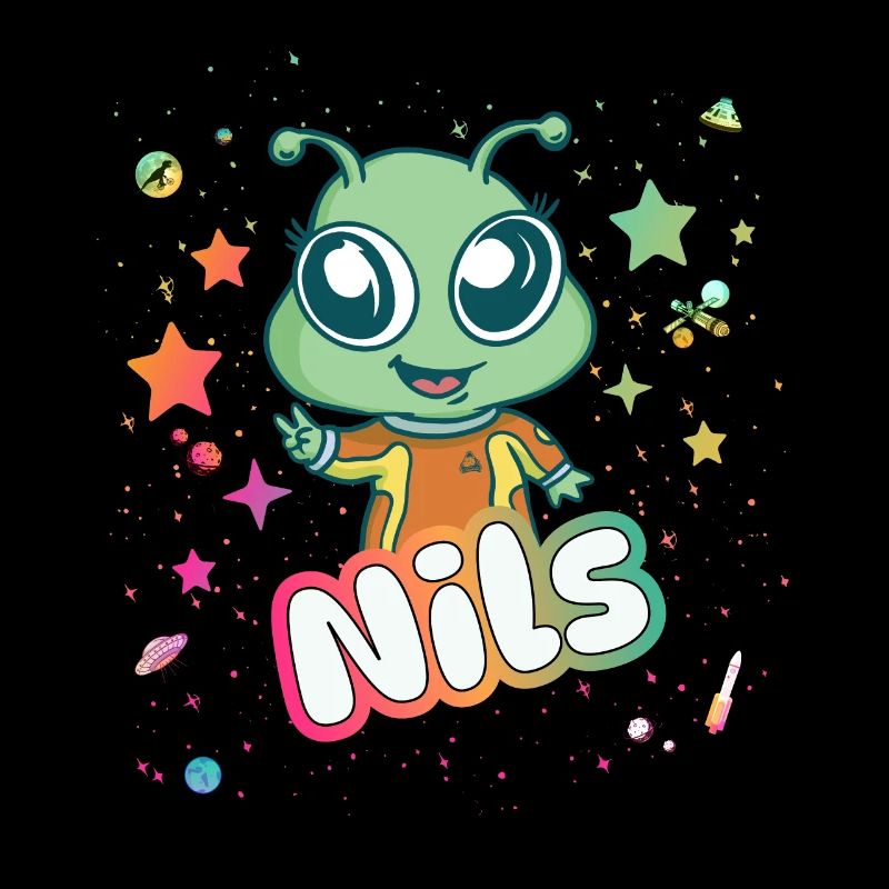 NILS - Beau nom de garçon avec un extraterrestre mignon