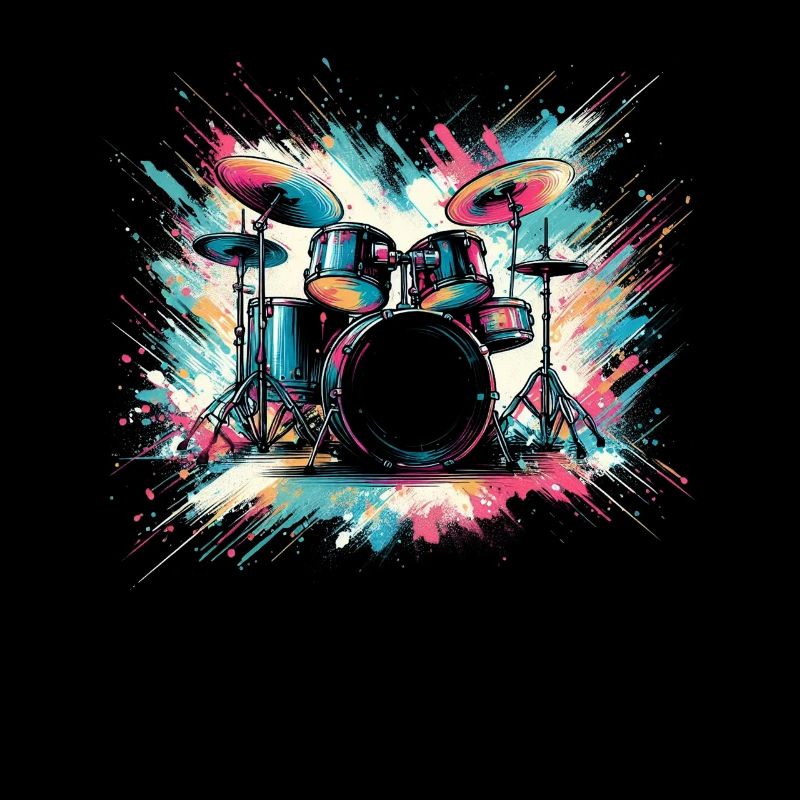 Colorful Abstract Drum Set Drummer Drumming