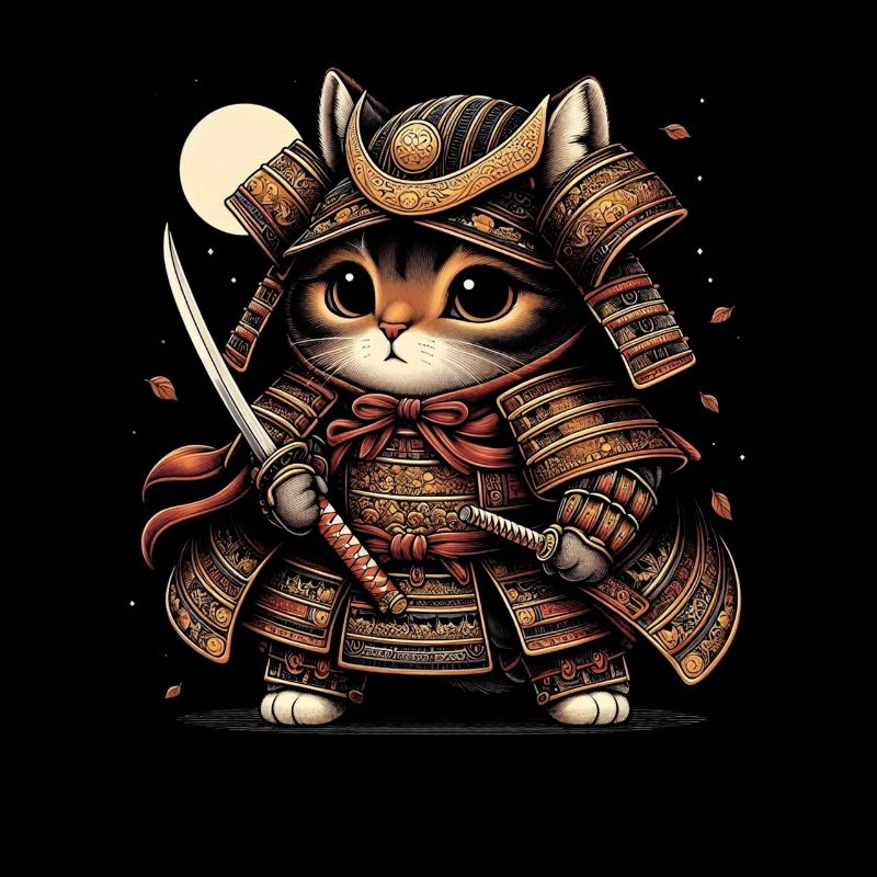 Japonais Samouraï Cat Warrior Retro Ninja