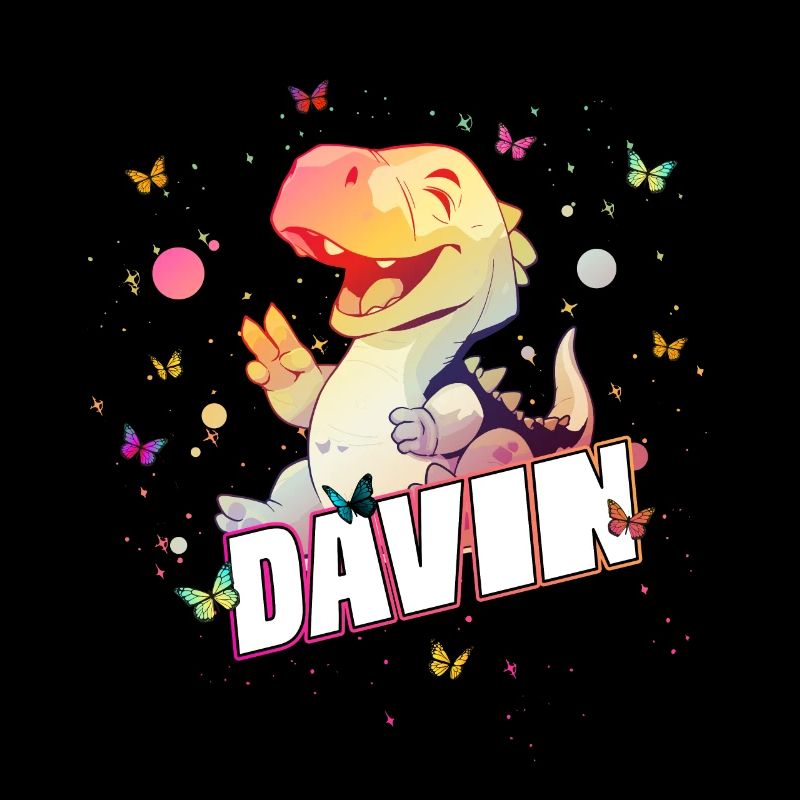 DAVIN - Beau nom de garçon avec mignon DINO T-REX