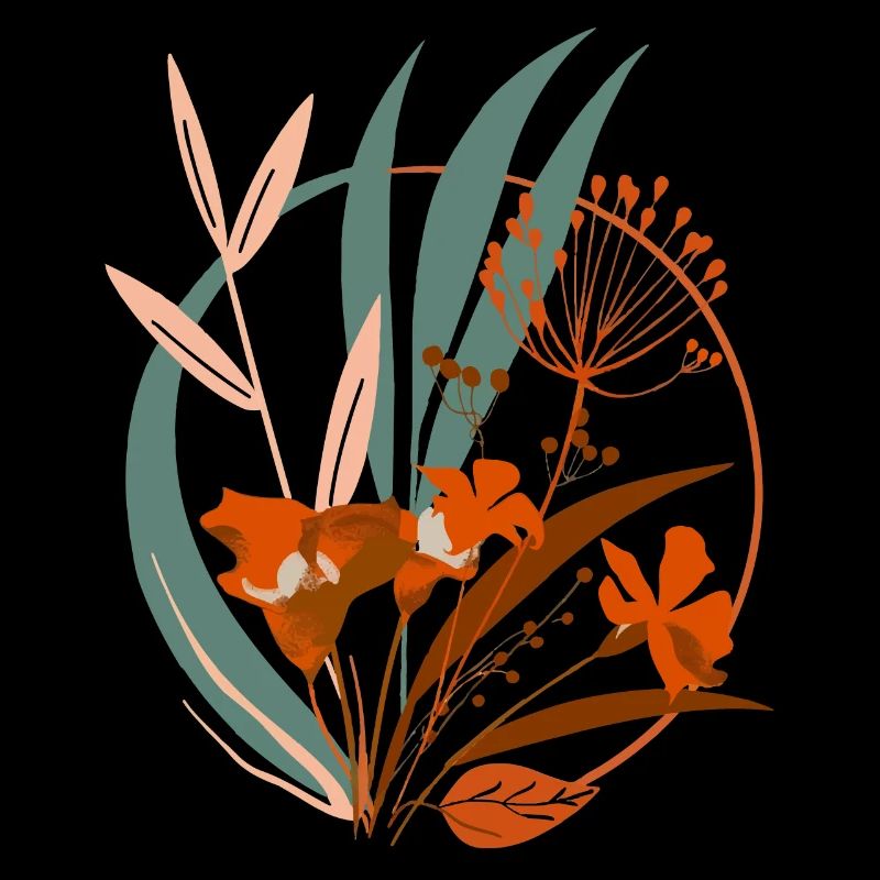 Abstrakte florale botanische Kunst - Vintage Boho Stil