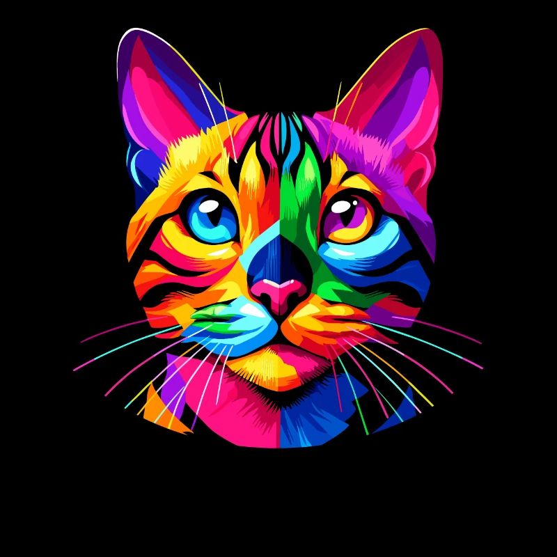 Chat Pop Art Coloré du Bengale
