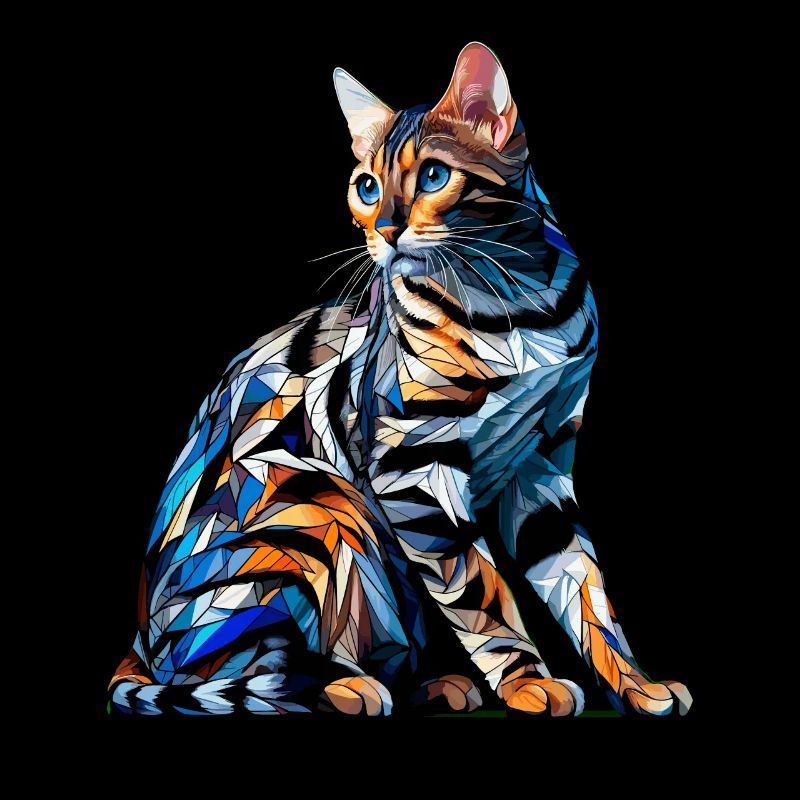 Polygone Art Bengal Chat