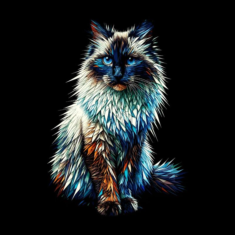 Polygon Art Balinese Cat Longhaired Siamese