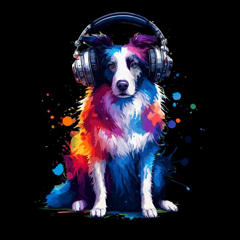 Bunte Splash Art Kopfhörer Border Collie