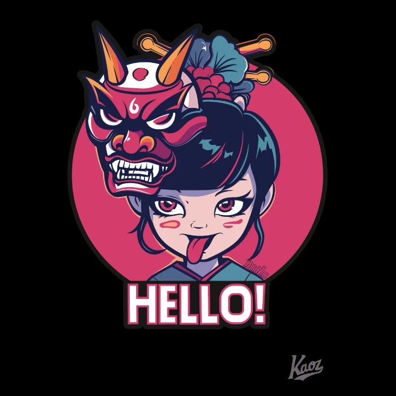 Fille japonaise avec masque Oni