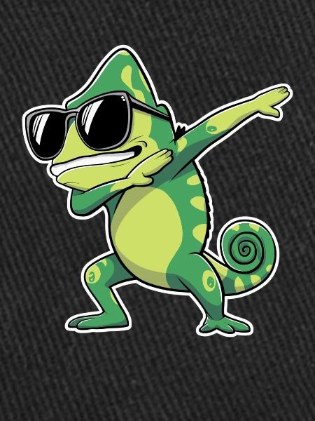 Dabbing chameleon with sunglasses