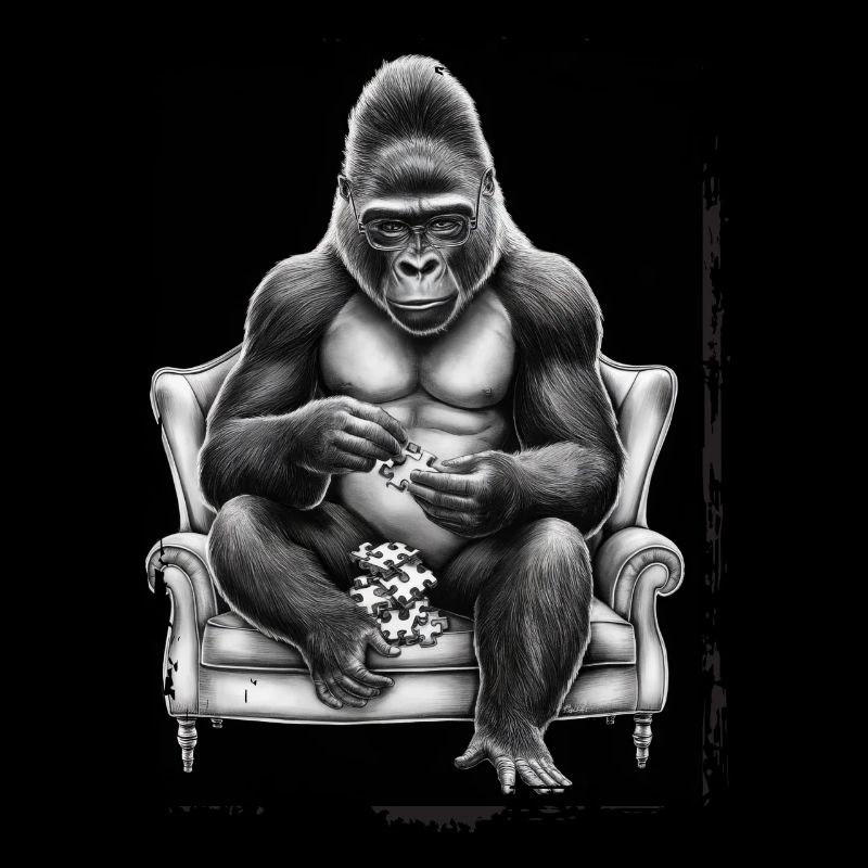 Gorilla spielt Puzzle Geschenk