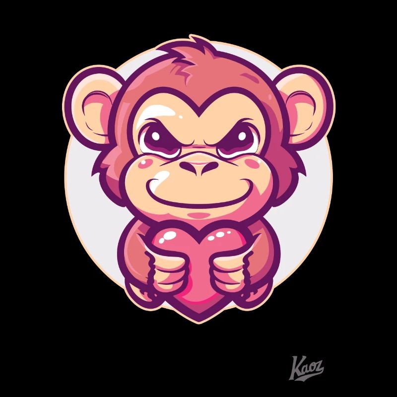 Cute monkey with heart and love
