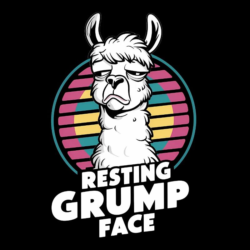 Resting Grump Face Llama Humor Retro Style