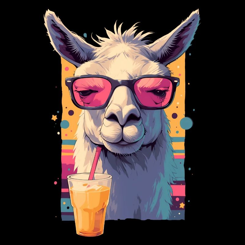 Cool Lama Repos Grinmp Face Drôle Design Rétro