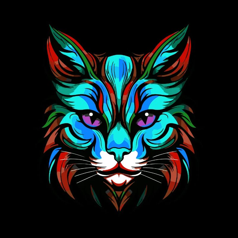 Portrait de chat tête colorée