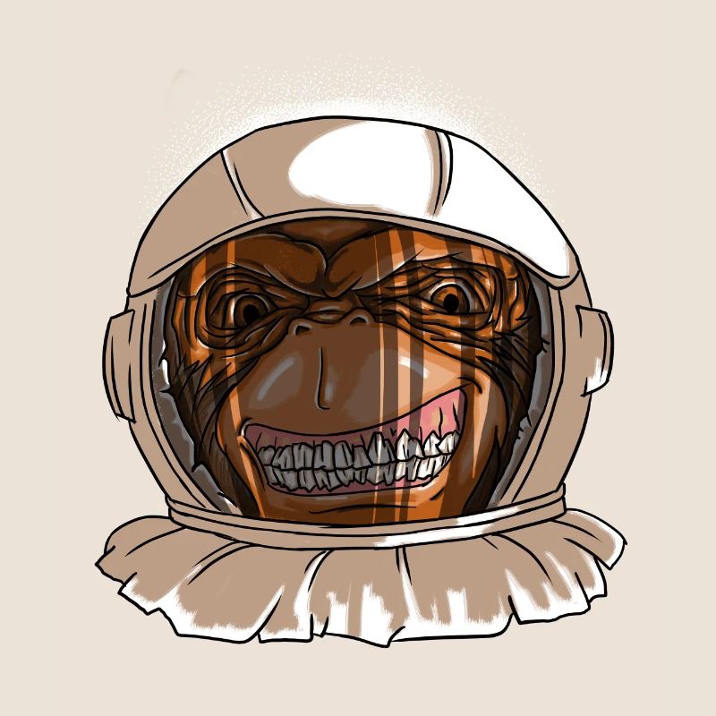 Astronaut Monkey Head Funny Smiling Space Monkey