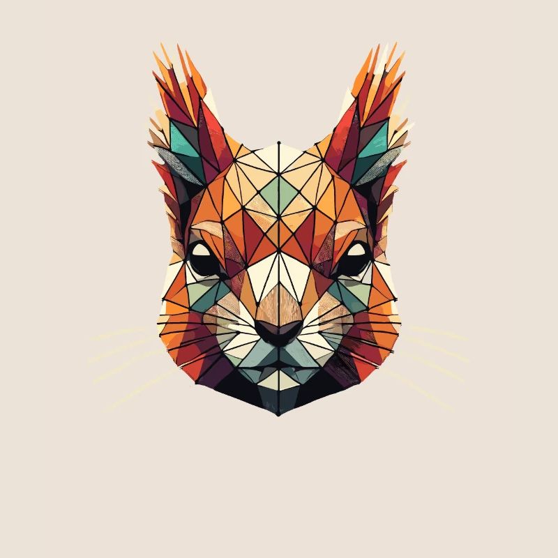 Geometrische Kunst Rote Eichhörnchen Eichhörnchen