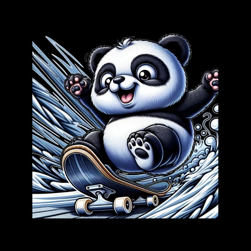Panda patineur mignon