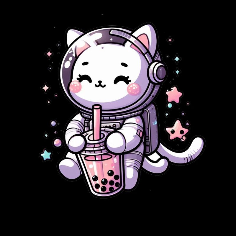 Thé à bulles Kawaii Cat Astronaut dans l’espace
