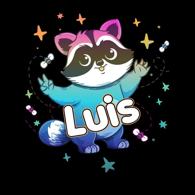 LUIS - Beautiful boy name with cute raccoon