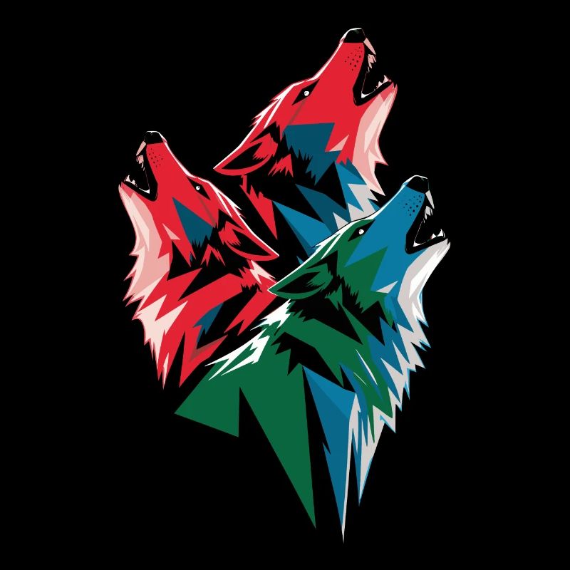 Three Colorful Wolves Artwork