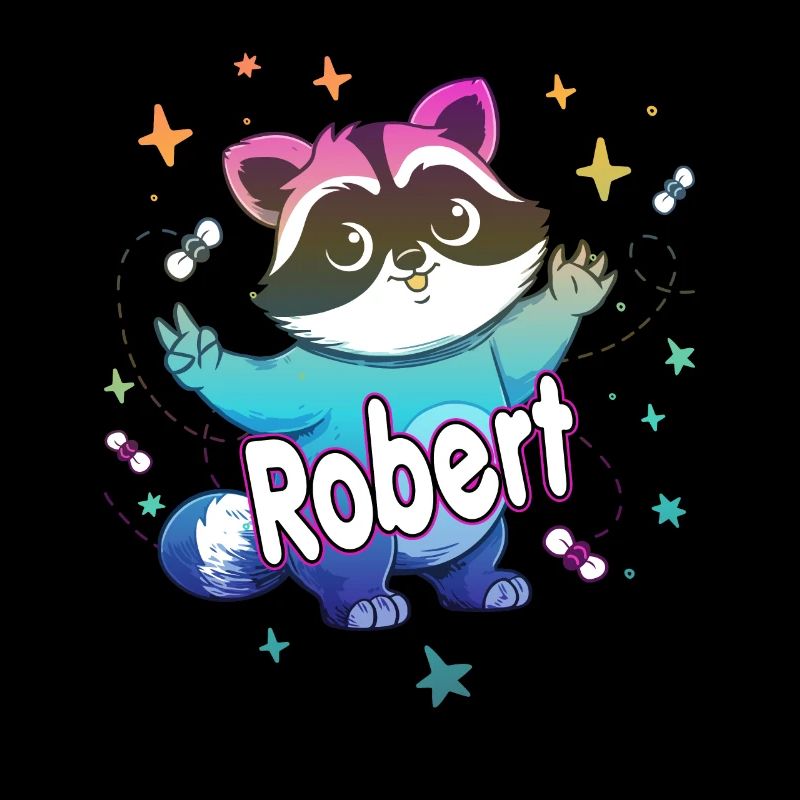 ROBERT - Beautiful boy name with cute raccoon