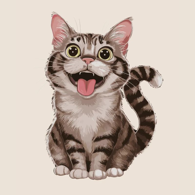 Fröhliche Getigerte Katze Mit Weit Geöffneten