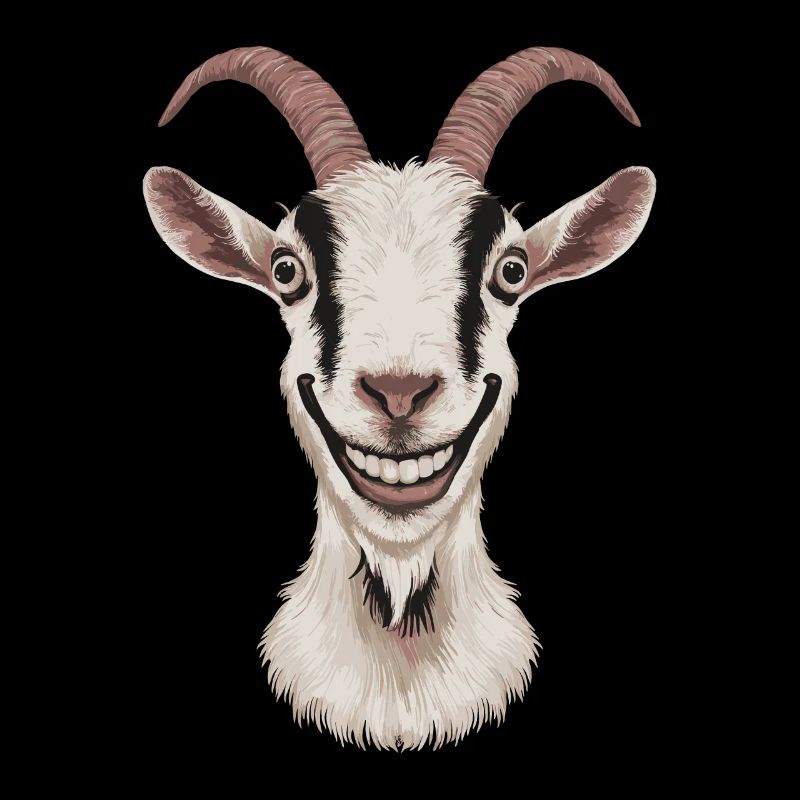 Smiling goat with humorous face