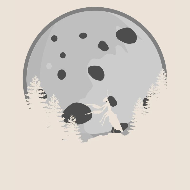 Praying Mantis with Moon