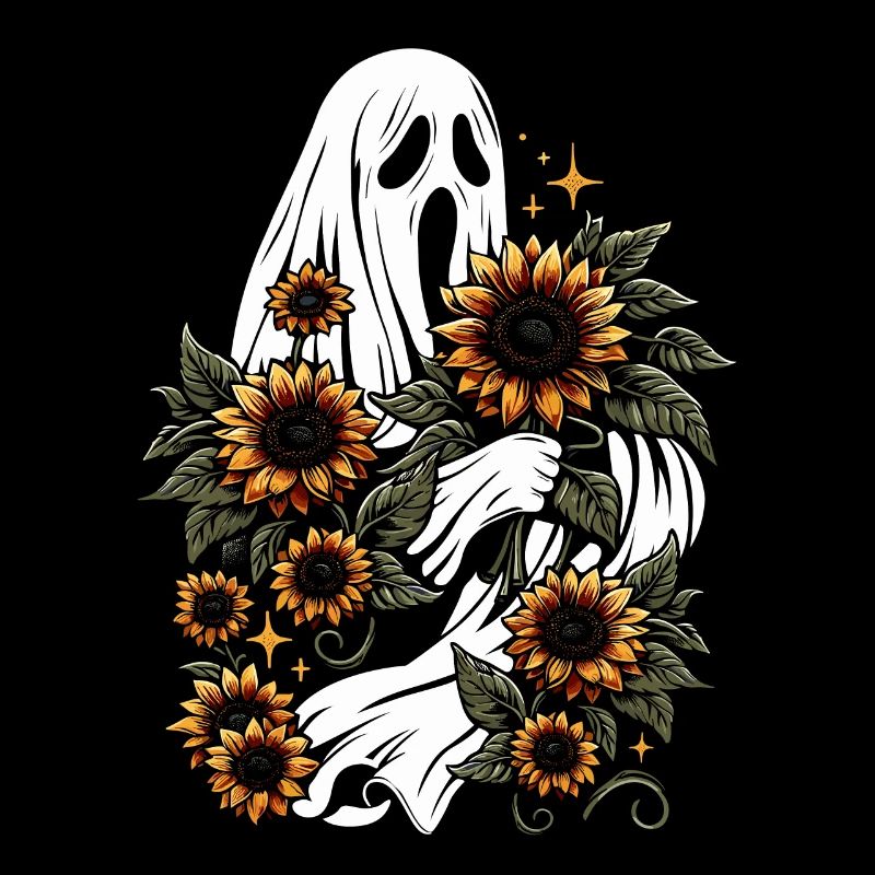 Creepy Ghost With Sunflowers