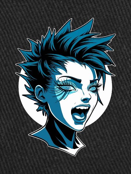 Fille punk futuriste avec mohawk