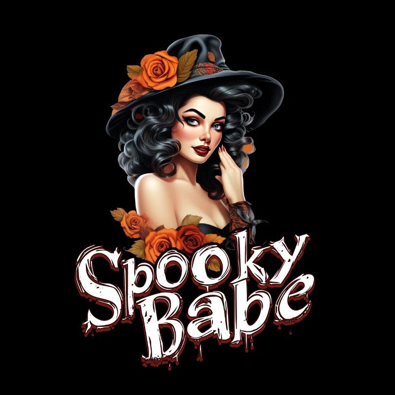 Spooky Babe Retro Witch avec des Roses Dames