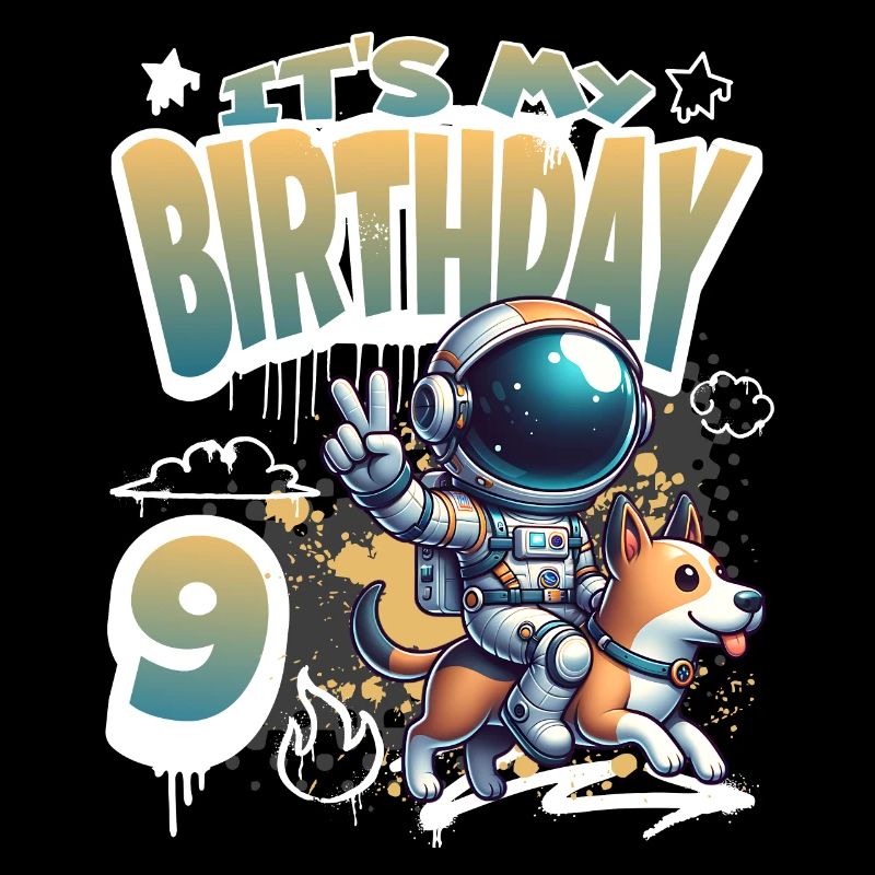 Astronaute 9e anniversaire Chien de l'espace drôle