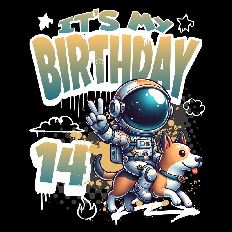 Astronaute 14e anniversaire Chien de l'espace drôle