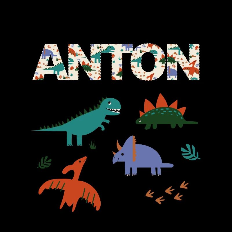 ANTON - Beautiful boy name with dinosaur