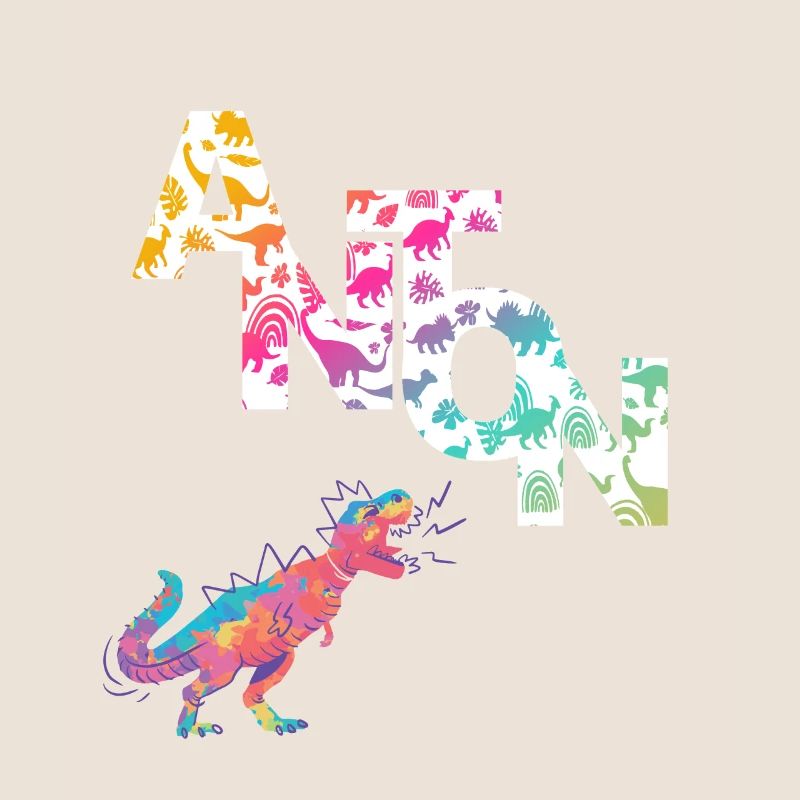 ANTON - Beautiful boy name with dinosaur
