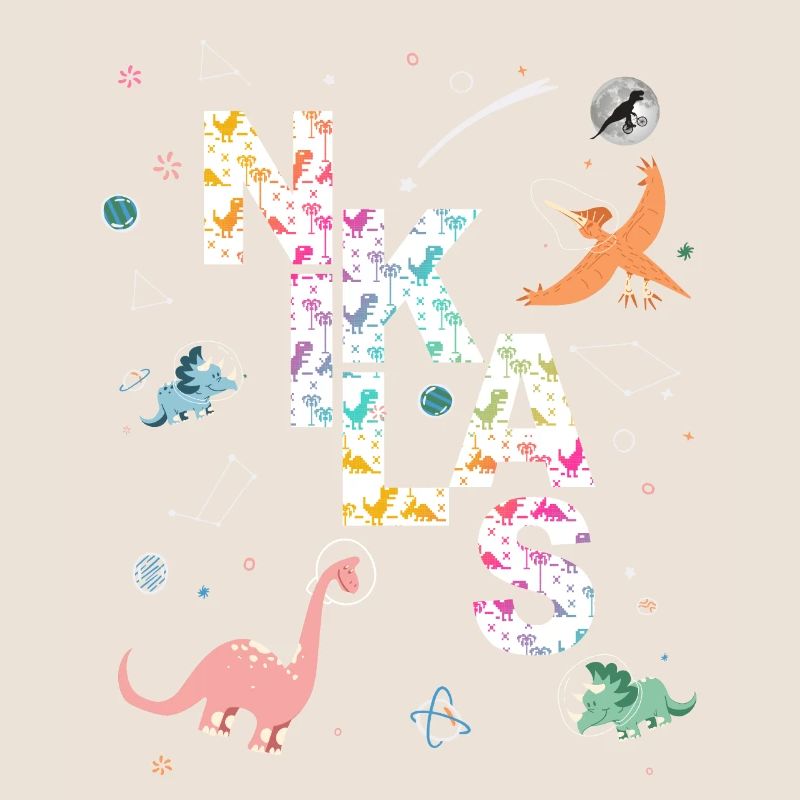 NIKLAS - Beautiful boy name with dinosaur